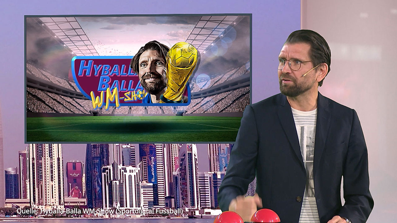 Peter Hyballa als Host im Format Hyballa Balla WM-Show bei Sportdigital 